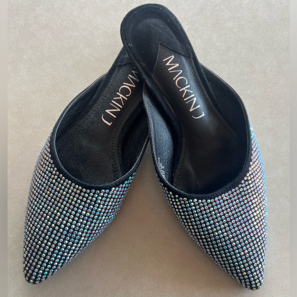 MACKIN J Black Rhinestone Mules
